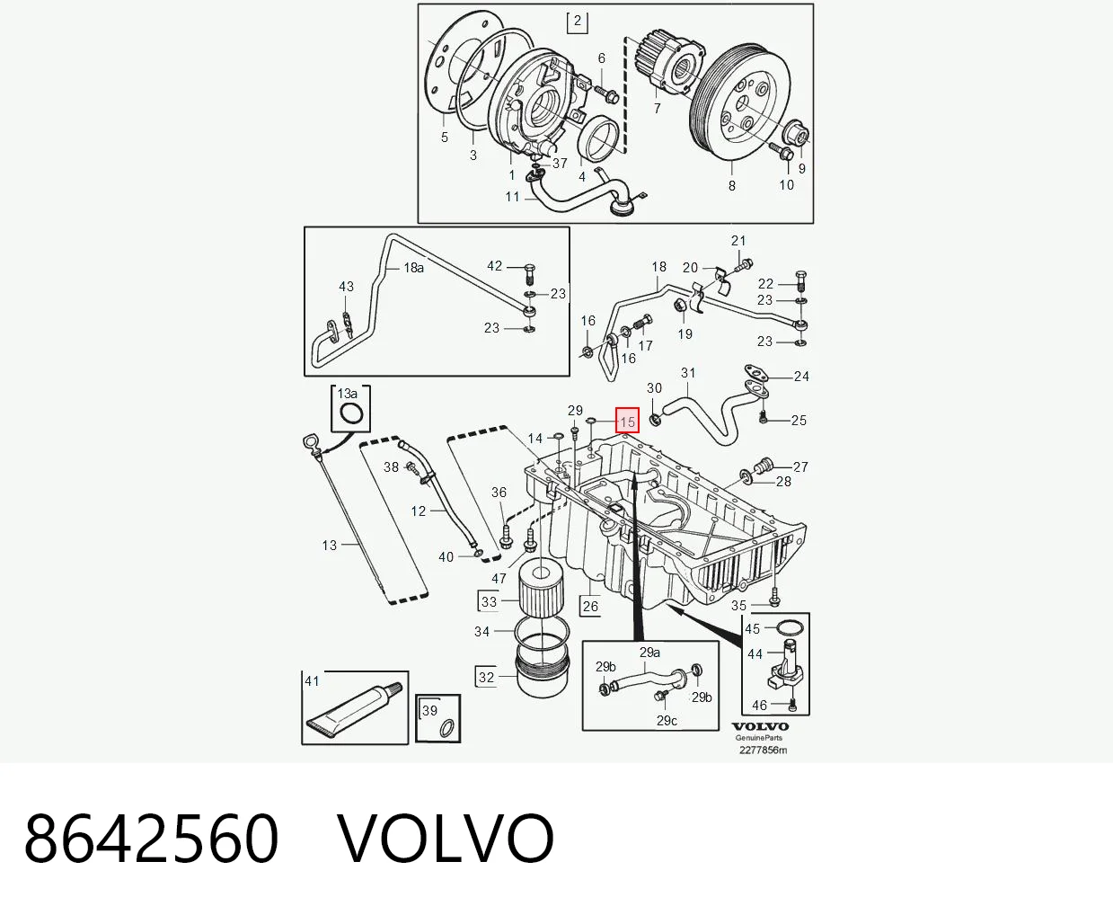 8642560 Volvo Vedação dianteira de cambota de motor