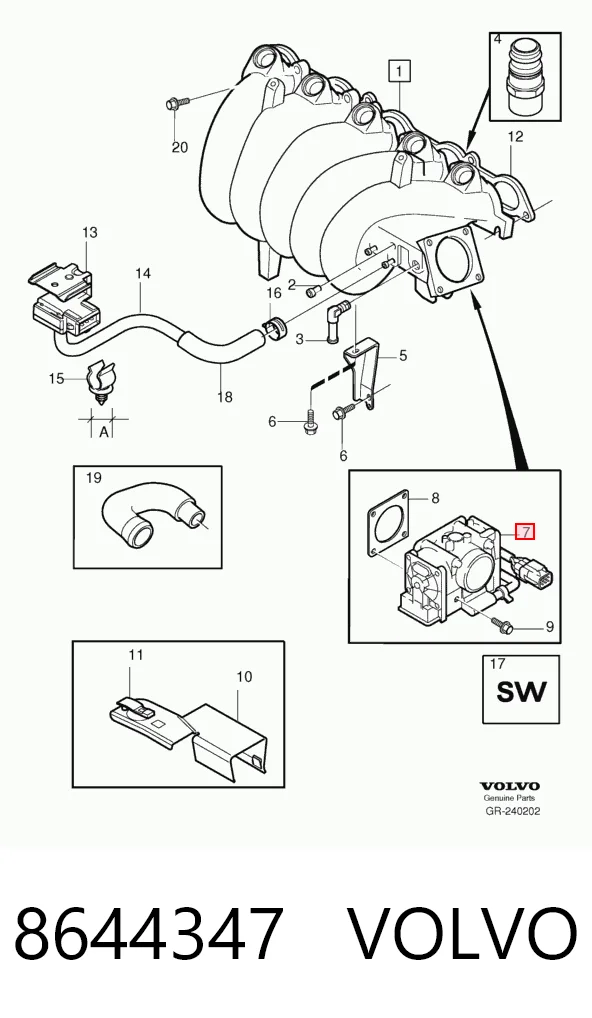 8644347 Volvo Válvula de borboleta montada
