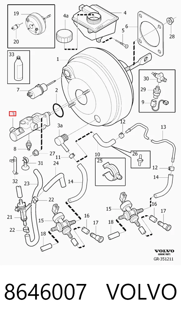  Cilindro mestre do freio Volvo S60 I sedan (RS, RH) (2000 - 2010) I