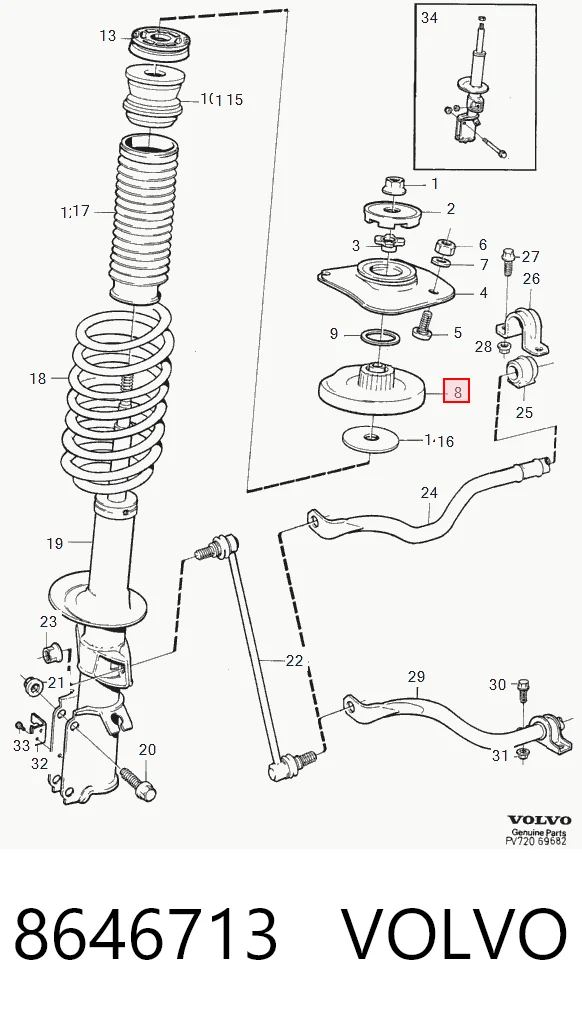 8646713 Volvo Suporte de amortecedor dianteiro