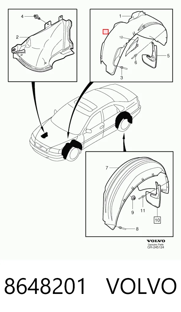Guarda-barras direito do pára-lama dianteiro para Volvo S80 I TS, TH, KV