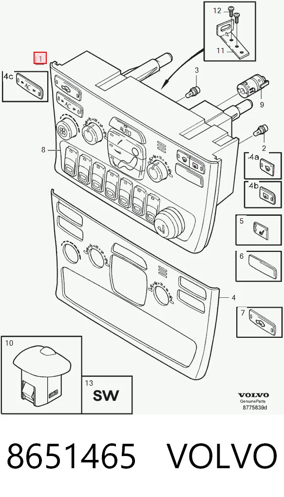 Unidade de controlo dos modos de aquecimento/condicionamento Volvo S80 I TS, TH, KV