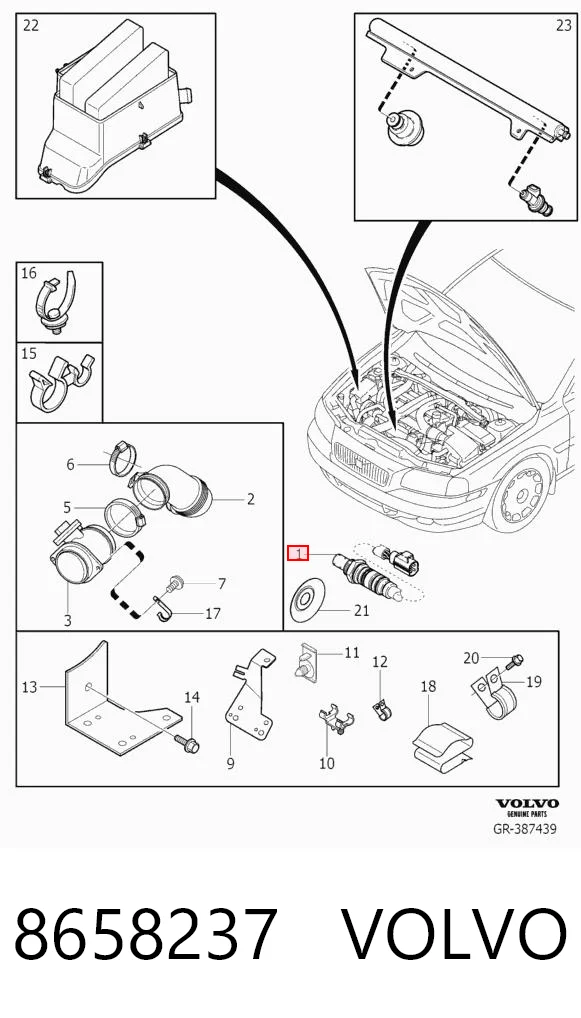 8658237 Volvo Sonda lambda, sensor de oxigênio até o catalisador