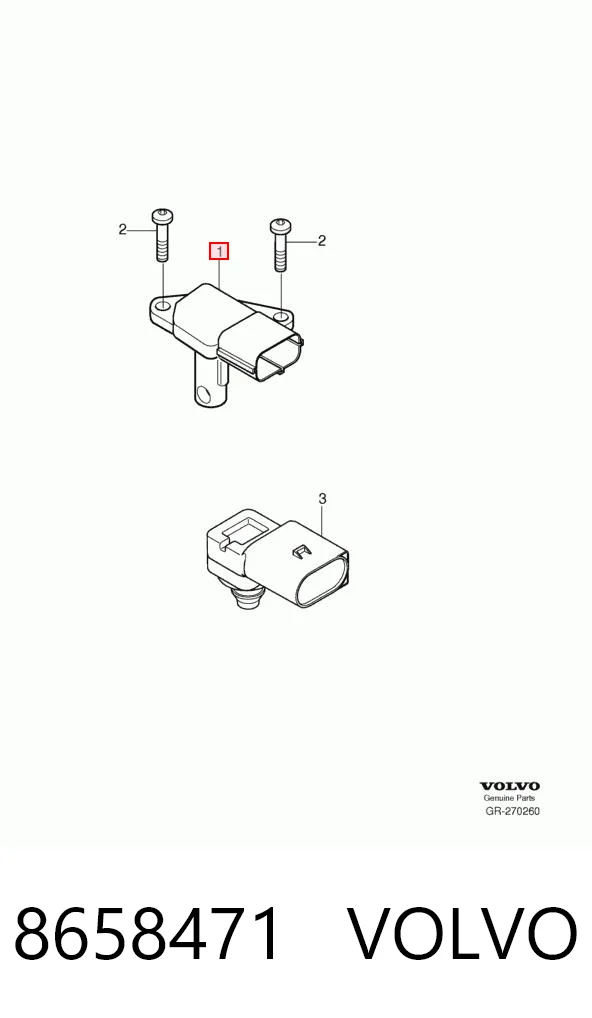 8658471 Volvo Sensor de fluxo (consumo) de ar, medidor de consumo M.A.F. - (Mass Airflow)