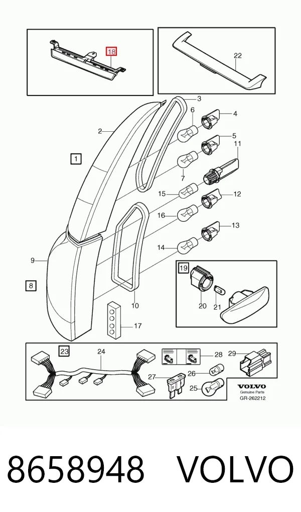 Sinal de parada traseiro adicional para Volvo XC70 CROSS COUNTRY SZ, LZ
