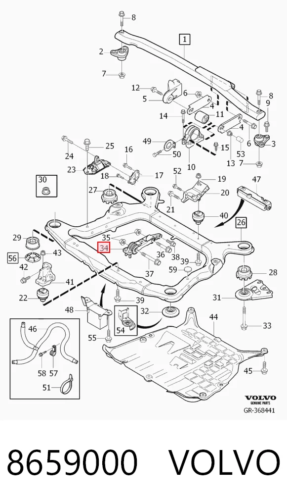 8659000 Volvo Coxim (suporte) inferior de motor