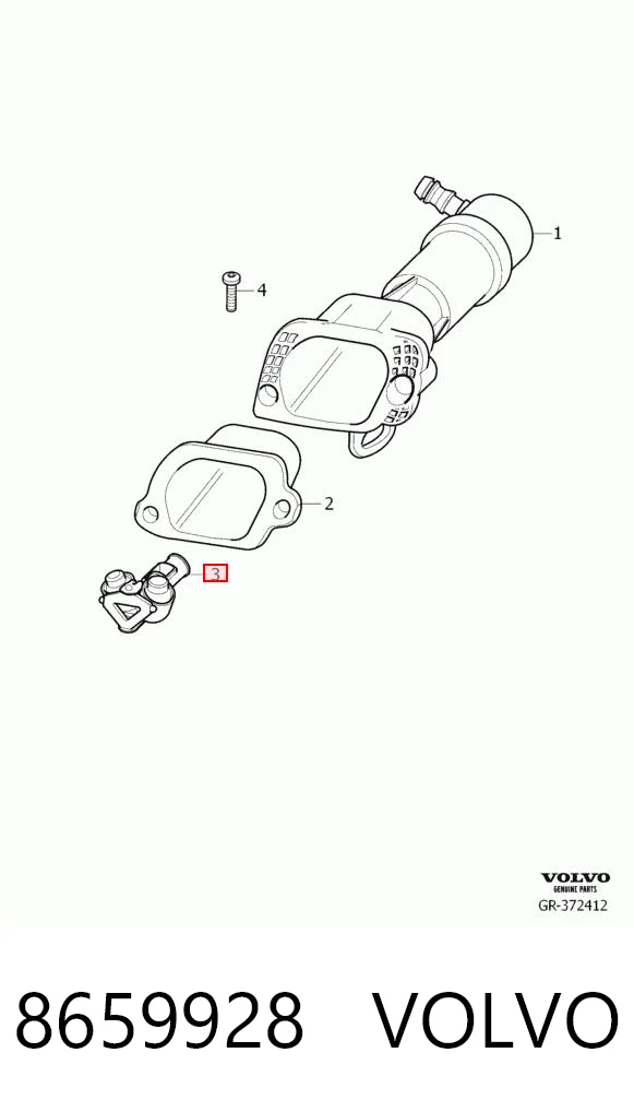 8659928 Volvo Injetor de fluido para lavador da luz dianteira direita