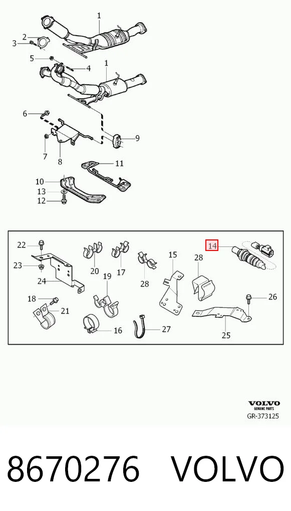 8670276 Volvo Sonda lambda, sensor de oxigênio até o catalisador
