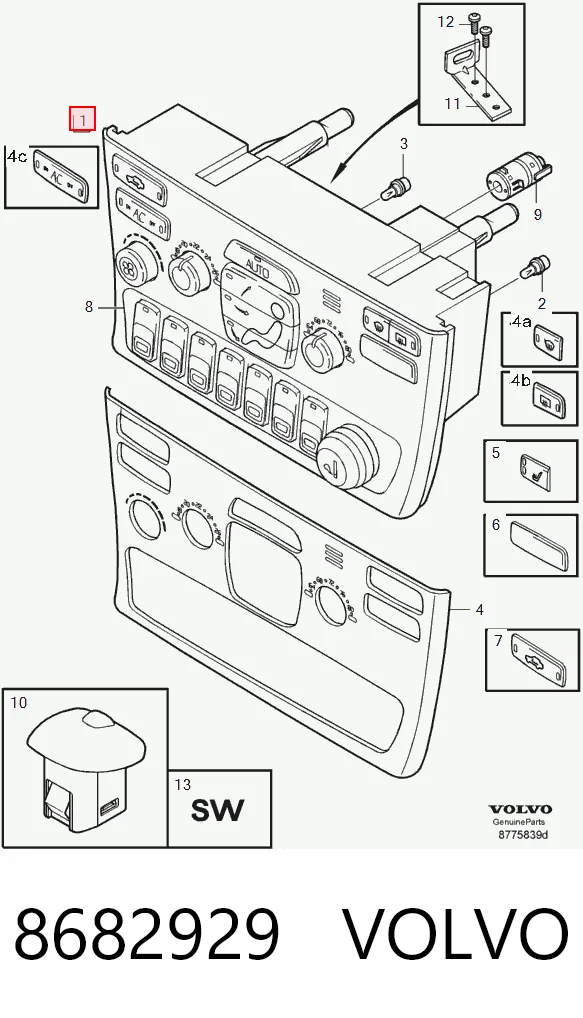 Unidade de controlo dos modos de aquecimento/condicionamento para Volvo S80 I TS, TH, KV