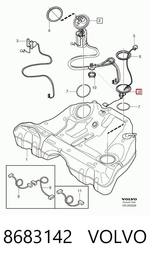 8683142 Volvo Sensor do nível de combustível no tanque