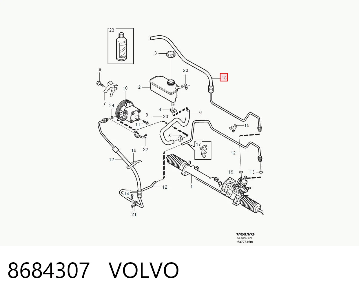 8684307 Volvo Cremalheira da direção