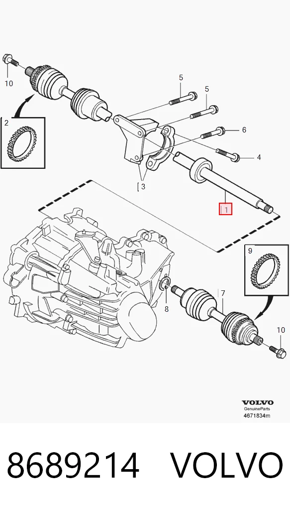 8689214 Volvo Semieixo (acionador) dianteiro direito