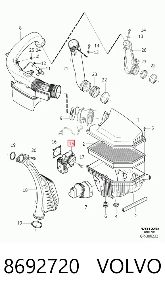 8692720 Volvo Válvula de borboleta montada
