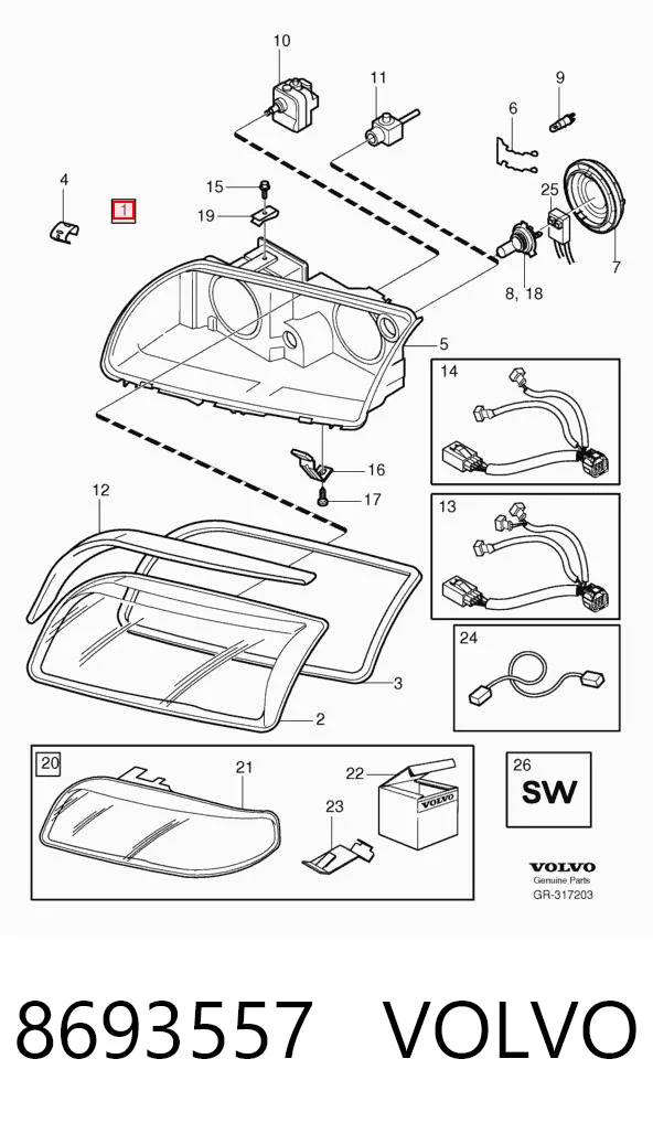 Luz esquerda Volvo S80 I TS, TH, KV