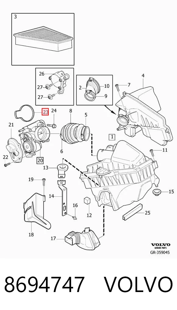 Vedante da válvula de borboleta Volvo S40 II MS ao melhor preço