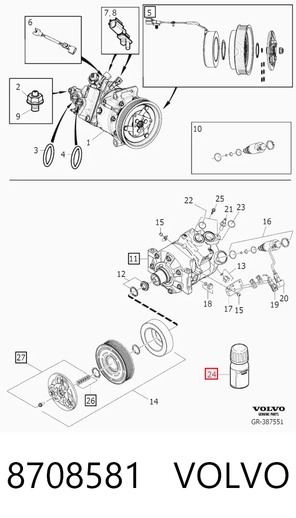 8708581 Volvo Compressor de aparelho de ar condicionado