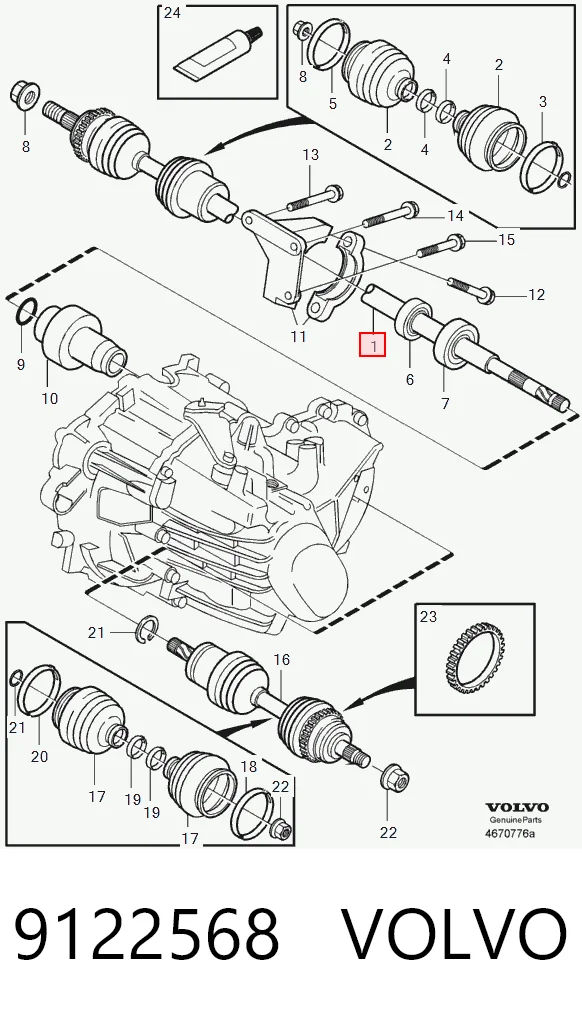 9122568 Volvo Semieixo (acionador) dianteiro direito
