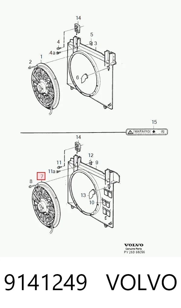Ventilador elétrico de esfriamento montado (motor + roda de aletas) para Volvo V70 I LV