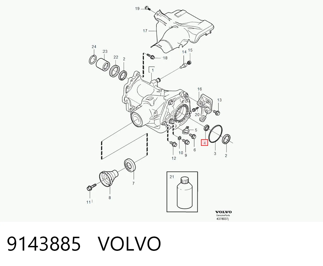 9143885 Volvo Bucim de saída traseira da caixa de transferência