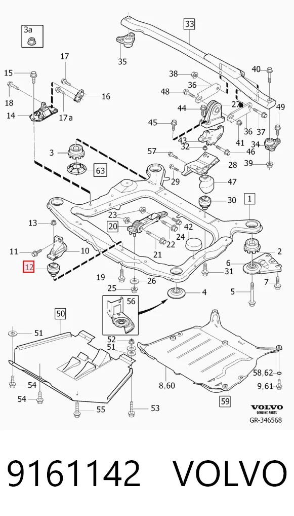 9161142 Volvo Coxim (suporte) direito dianteiro de motor
