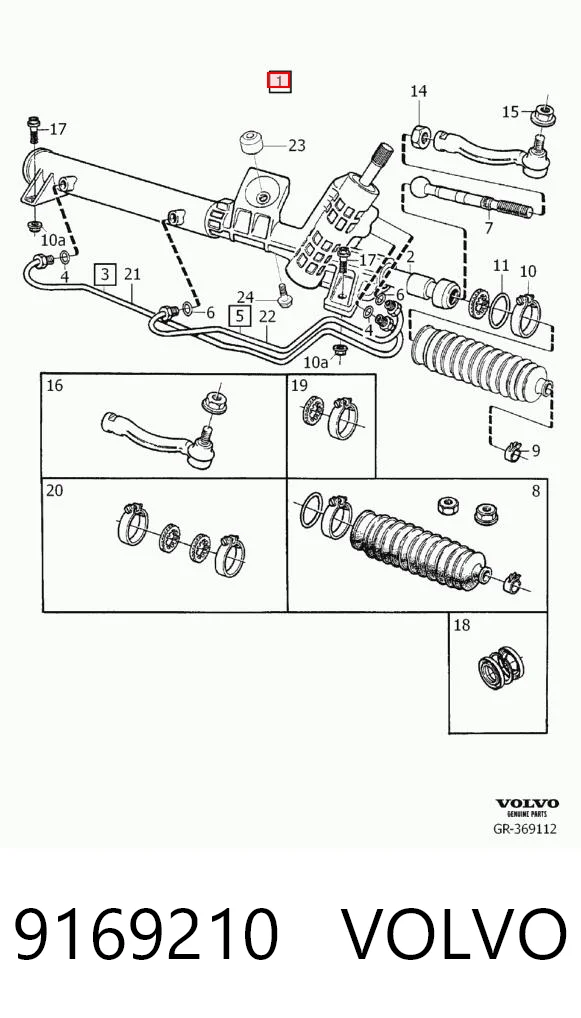 9169210 Volvo Cremalheira da direção