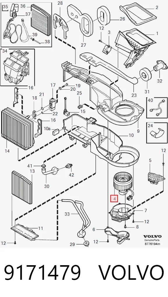 9171479 Volvo Motor de ventilador de forno (de aquecedor de salão)