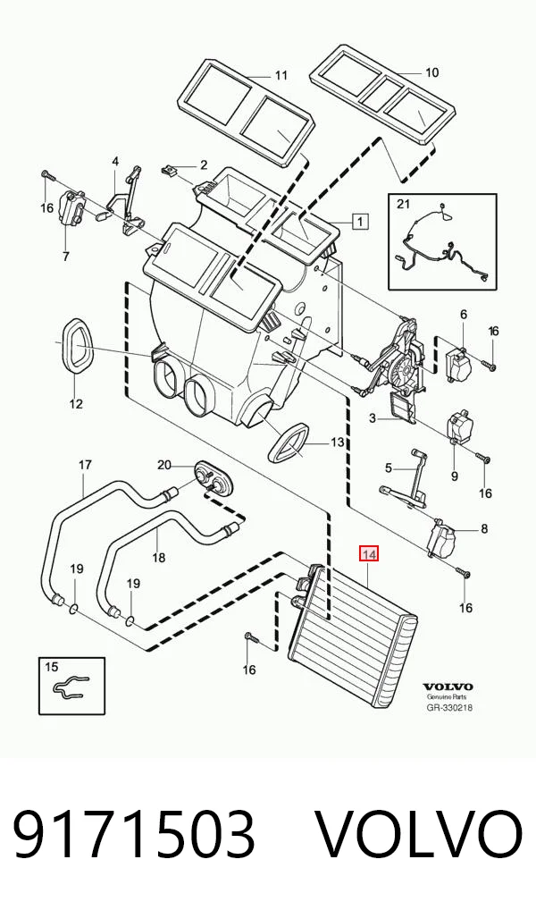 9171503 Volvo Radiador de forno (de aquecedor)