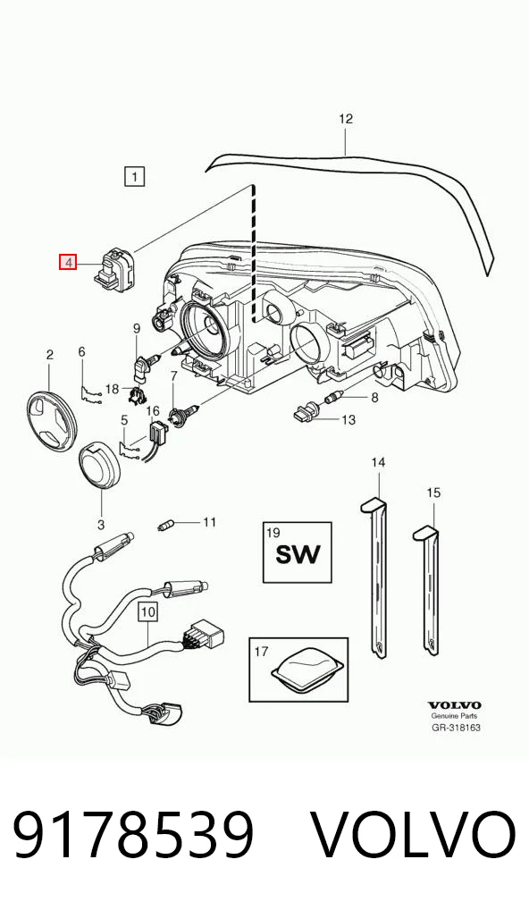 Corretor da luz Volvo S80 I TS, TH, KV ao melhor preço