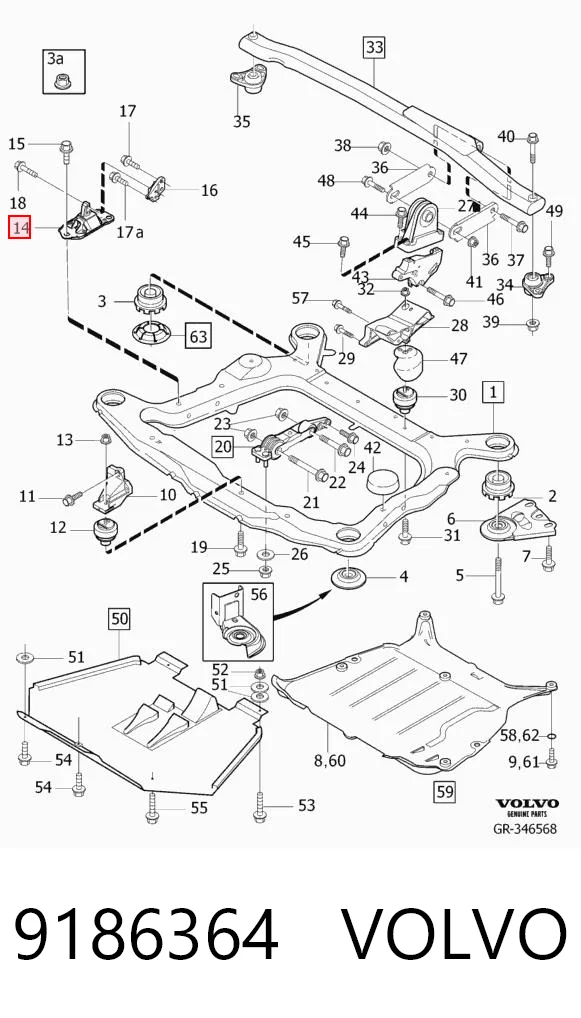 9186364 Volvo Coxim (suporte) direito de motor