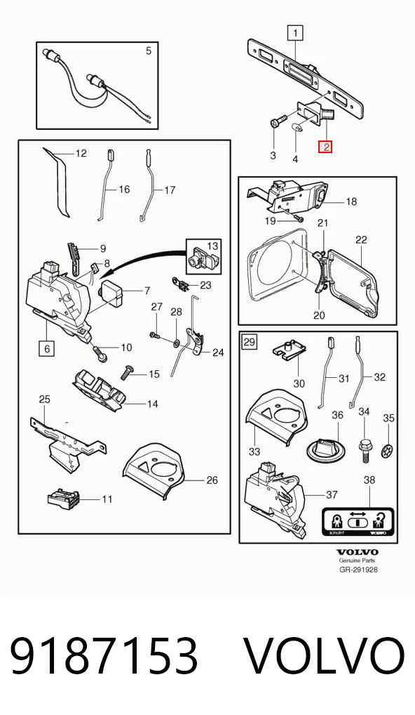 9187153 Volvo Lanterna da luz de fundo de matrícula traseira