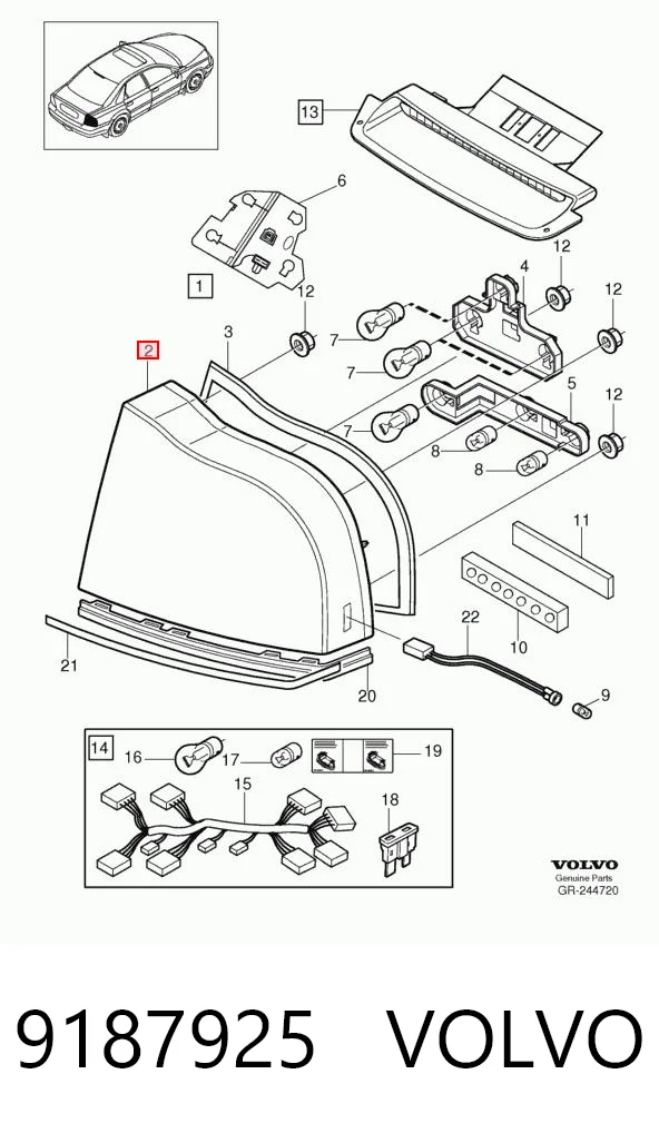 Lanterna traseira direita Volvo S80 I TS, TH, KV