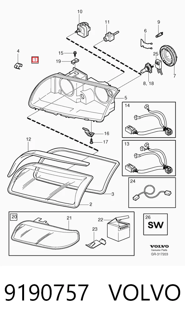 Luz direita Volvo S80 I TS, TH, KV ao melhor preço