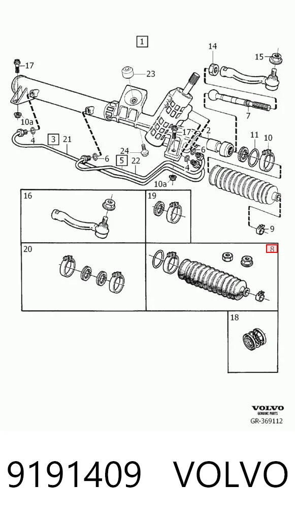 Bota de proteção do mecanismo de direção (de cremalheira) Volvo V70 I LV ao melhor preço