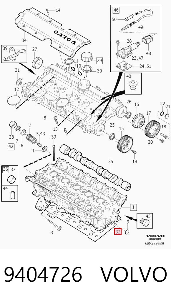 Vedante de cabeça de motor (CBC) Volvo XC70 CROSS COUNTRY SZ, LZ