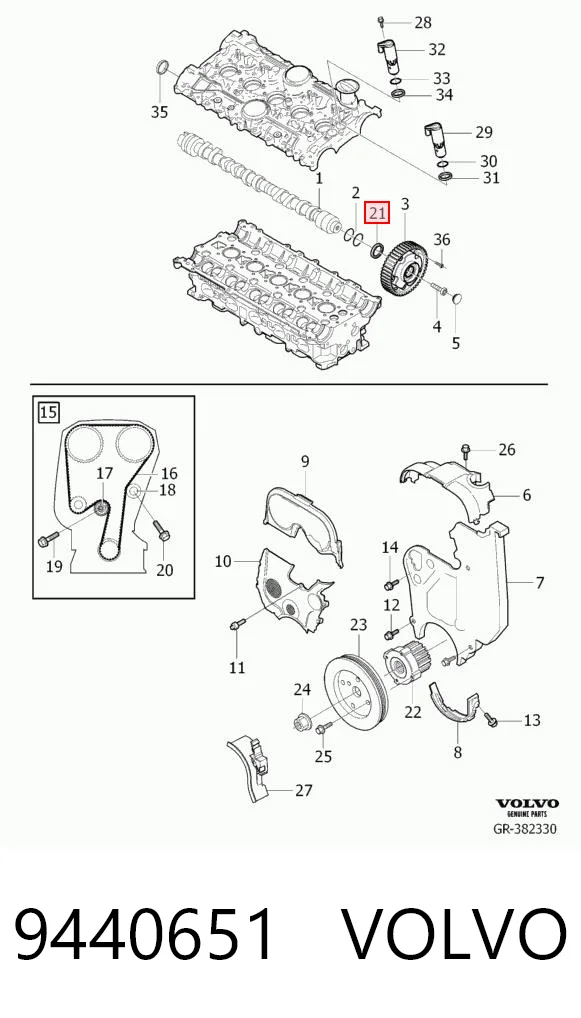 9440651 Volvo Vedação da árvore distribuidora de motor