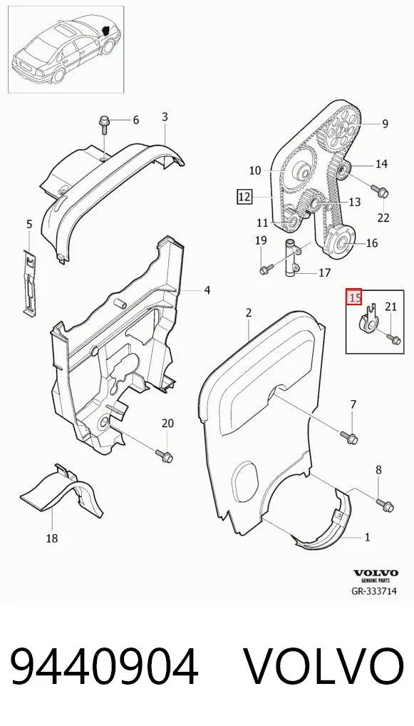Reguladora de tensão da correia do mecanismo de distribuição de gás para Volvo S80 TS, TH, KV