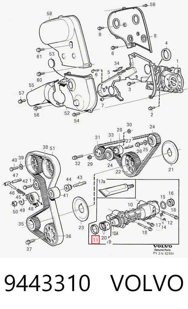 9443310 Volvo Vedação traseira da árvore distribuidora de motor