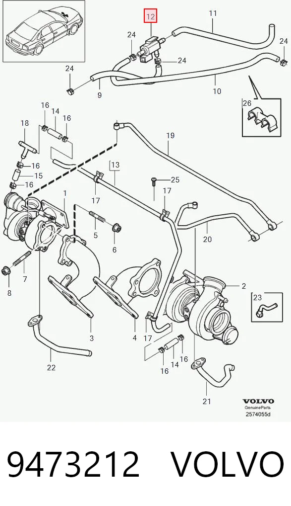 9473212 Volvo Convertidor de pressão (solenoide) de supercompressão