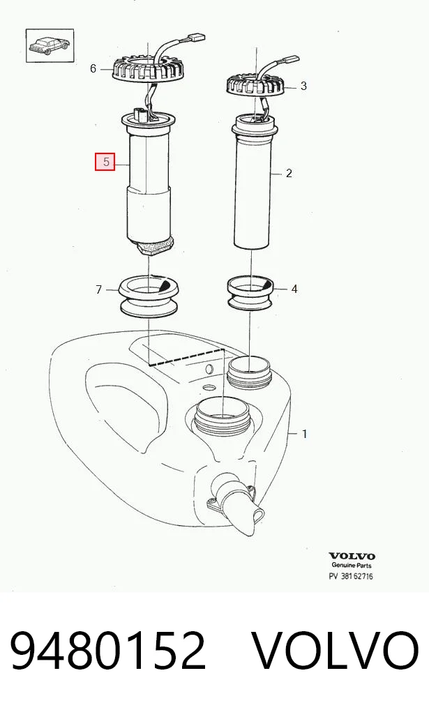 9480152 Volvo Elemento de turbina da bomba de combustível