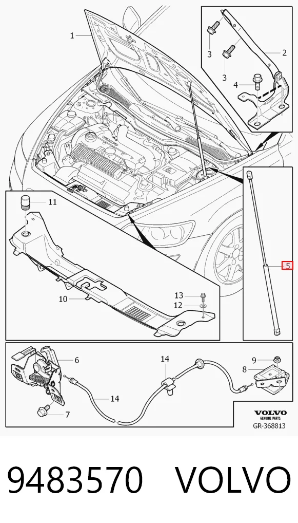 9483570 Volvo Amortecedor da capota