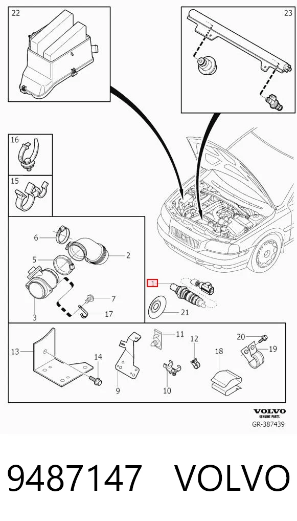 9487147 Volvo Sonda lambda, sensor de oxigênio até o catalisador