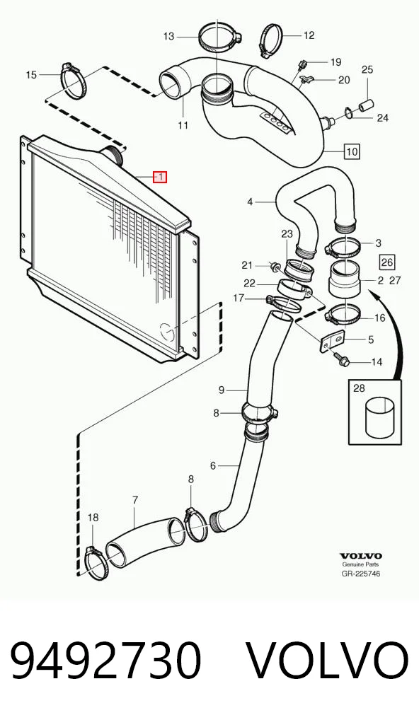 9492730 Volvo Radiador de intercooler