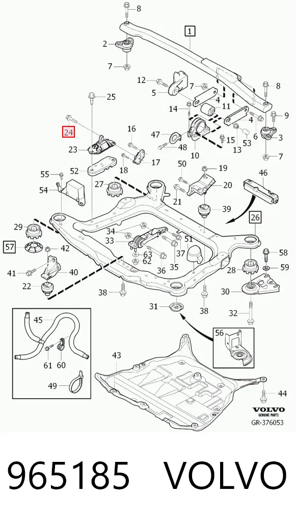 965185 Volvo Parafuso de fixação de braço oscilante dianteiro