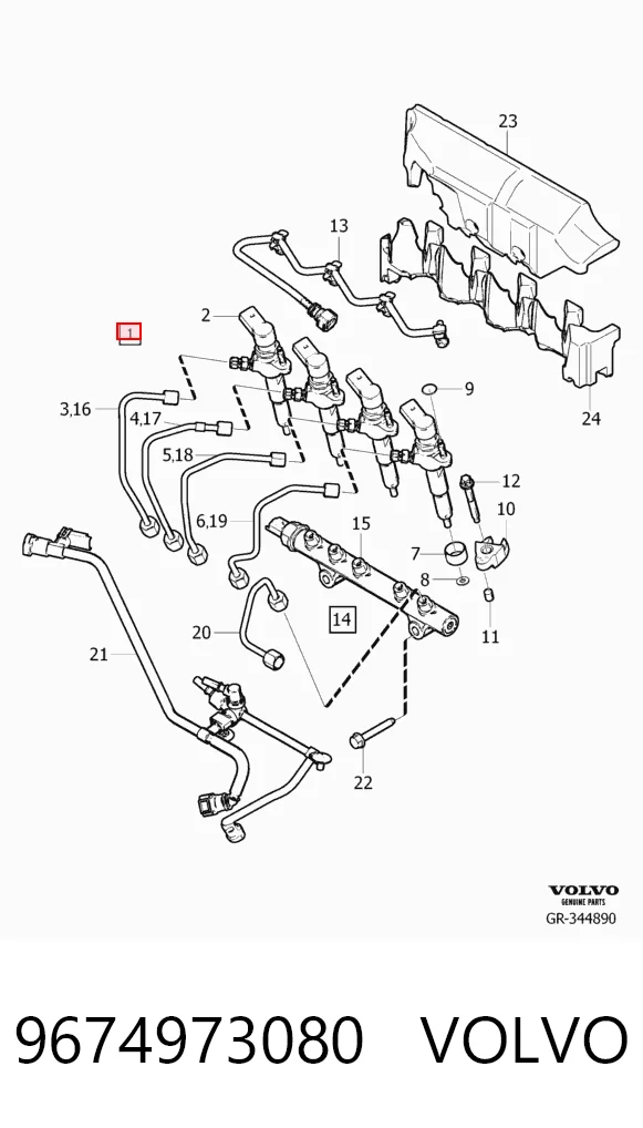 9674973080 Volvo Injetor de injeção de combustível