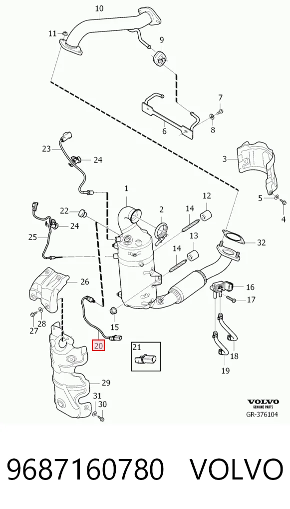Sonda lambda, sensor de oxigênio até o catalisador 9687160780 Ford