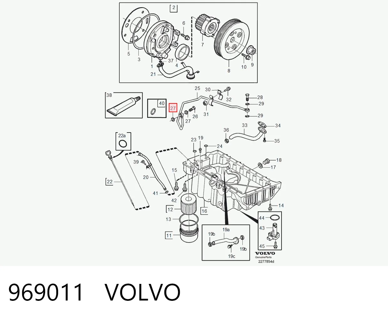 969011 Volvo Vedante de bomba de água