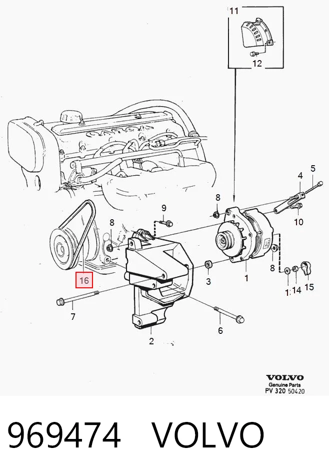 969474 Volvo Correia dos conjuntos de transmissão