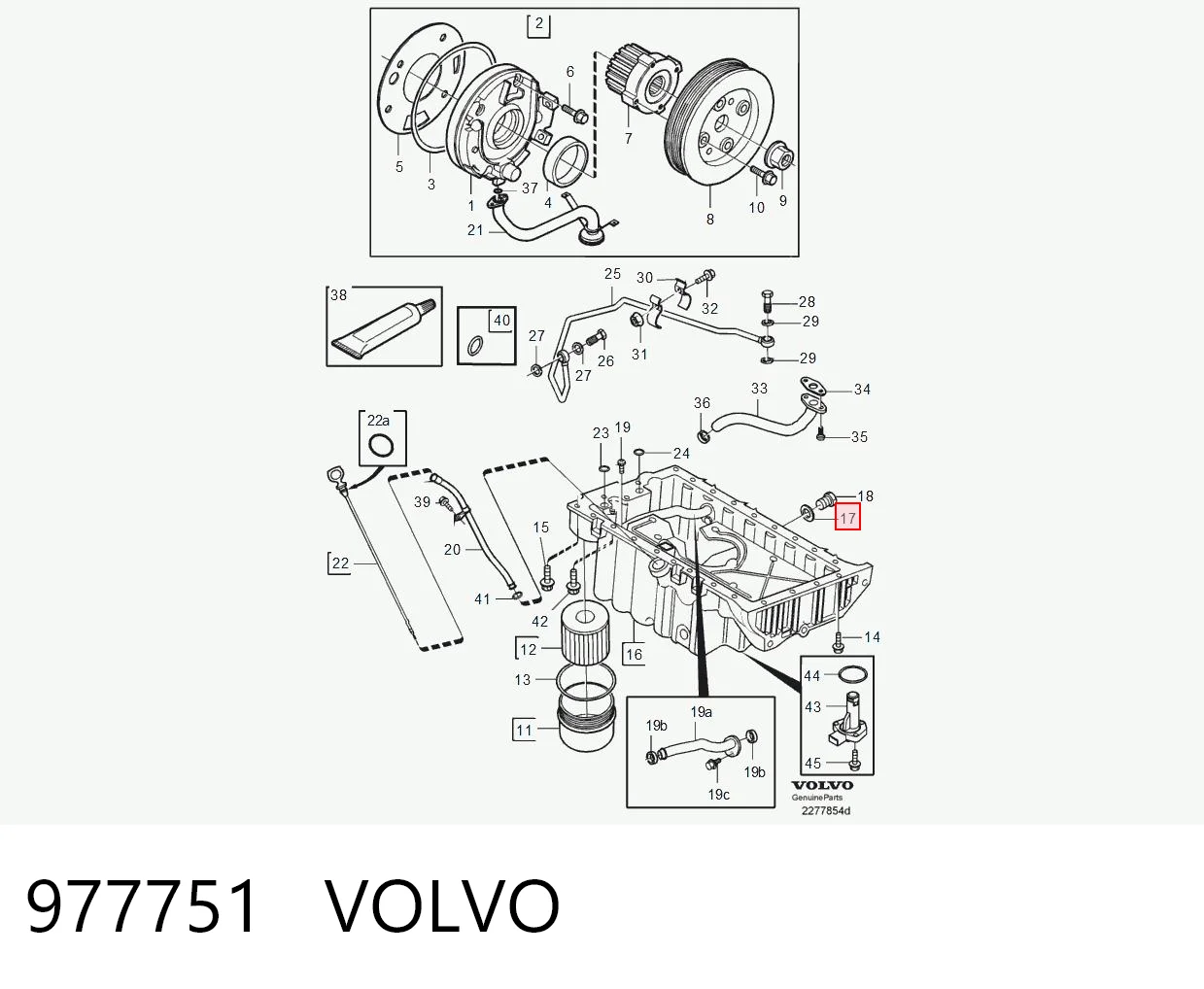 977751 Volvo Vedante de rolha de panela de motor