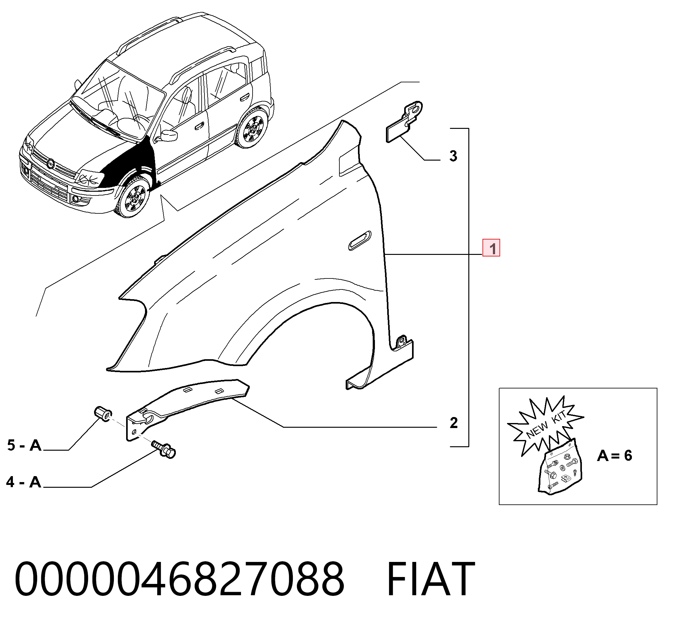 Pára-lama dianteiro esquerdo Fiat Panda preço, a partir de 114,16 USD