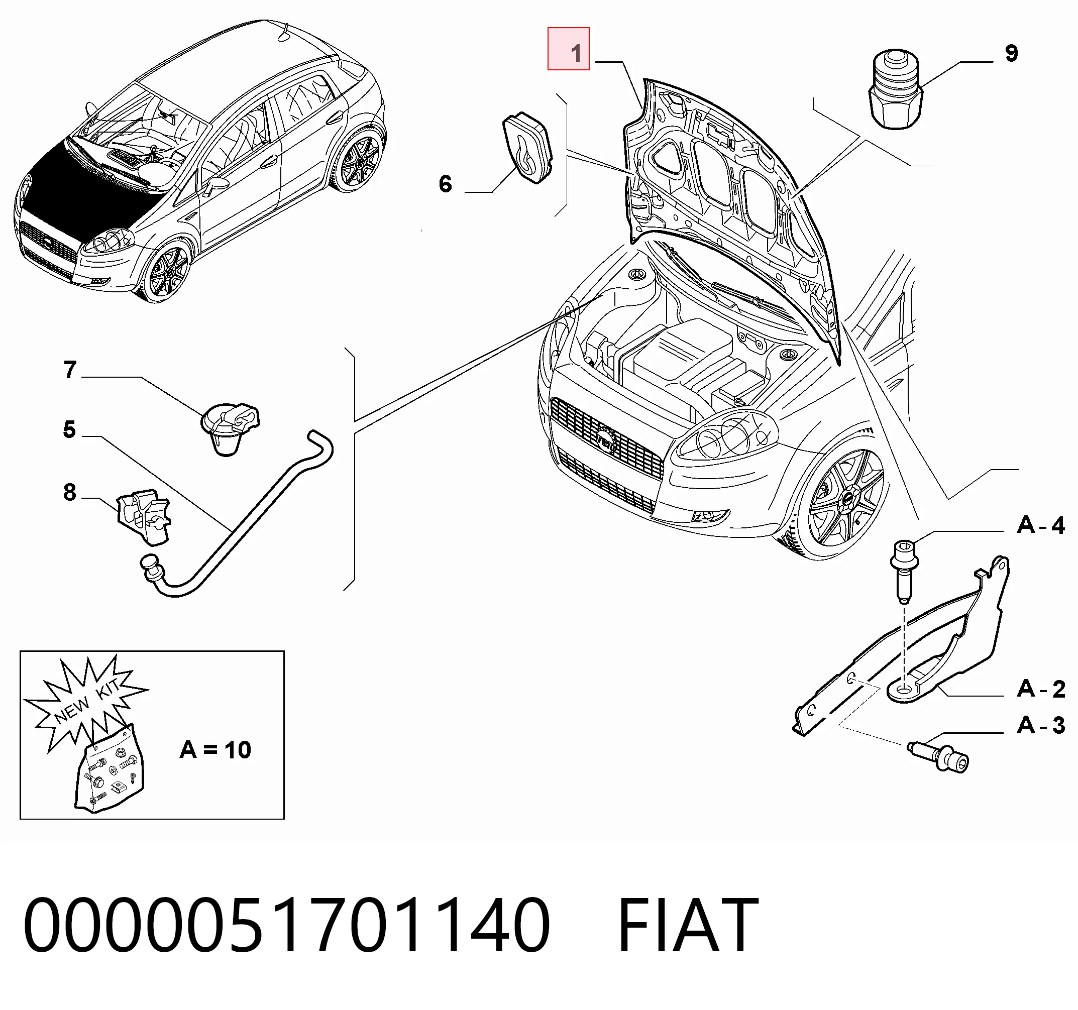  Capota Fiat Punto GRAND hatchback (199) (2005 - 2018) GRAND